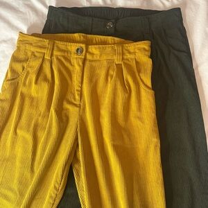 HALARA Yellow and Black Corduroy Trousers
